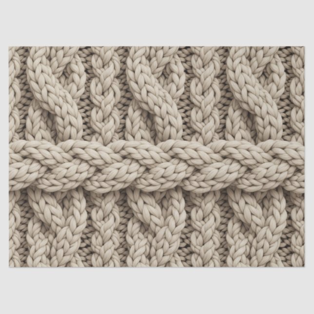 Papier Mousseline Braided Thread Knit Texture – Warm Beige (4) (Recto)