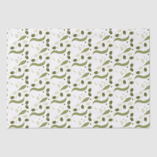 Papier Mousseline Branche d'olivier et feuilles motif sans couture