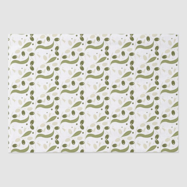 Papier Mousseline Branche d'olivier et Feuilles Motif sans soudure (Recto)