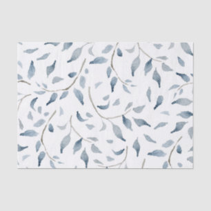 Papier Mousseline Branches d'aquarelle avec design Feuille bleu