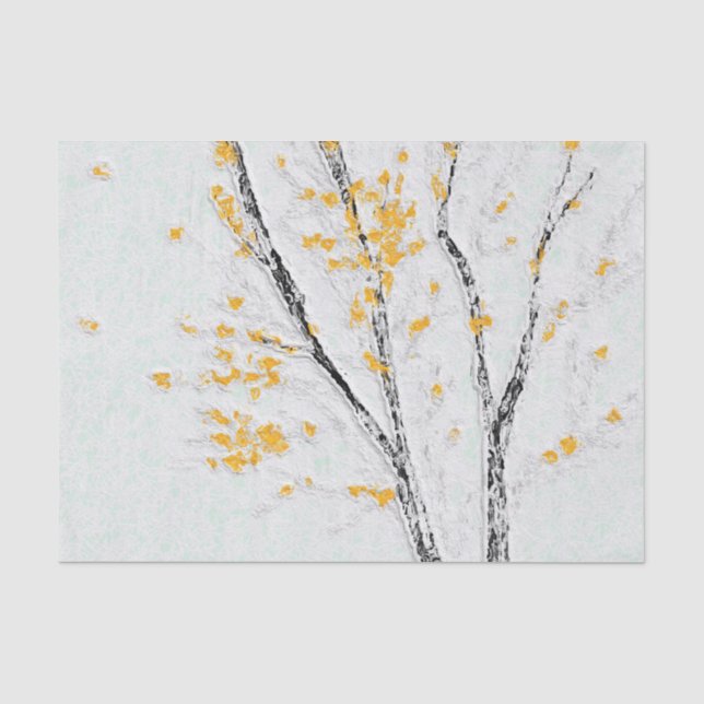Papier Mousseline Branches de l'arbre d'automne avec feuilles de aut (Recto)
