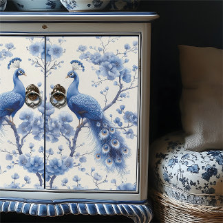 Papier Mousseline Branches florales droites Découpage Peacock Blue D