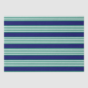 Papier Mousseline Brayures blanches et vertes motif avec bleu marine