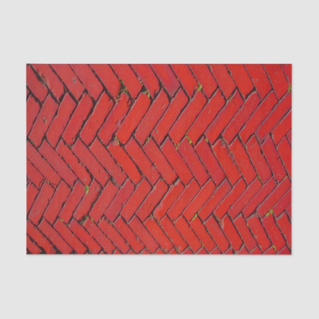 Papier Mousseline Brick rouge Chevron (Recto)