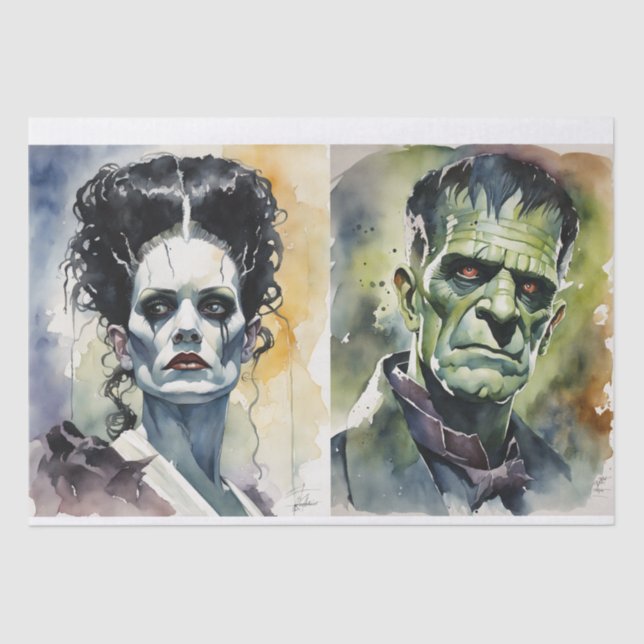 Papier Mousseline Bride aquarelle de Frankenstein & Frankenstein (Recto)