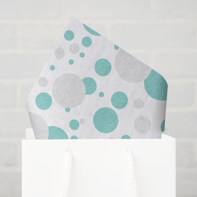 Papier Mousseline BRIDE Turquoise Polka Dot Fête des mariées (Sac cadeau)