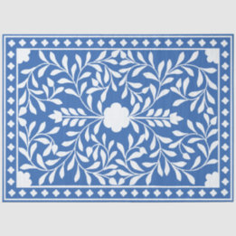 Papier Mousseline Bright Blue Traditional Bone Inlay Decoupage Paper