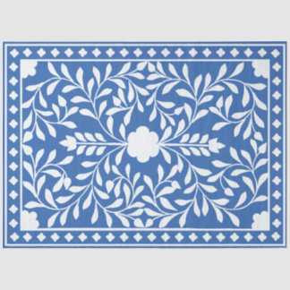 Papier Mousseline Bright Blue Traditional Bone Inlay Decoupage Paper