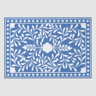 Papier Mousseline Bright Blue Traditional Bone Inlay Decoupage Paper