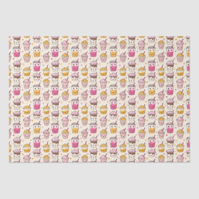 Papier Mousseline Bright Boba Tea Motif (Recto)