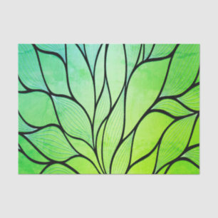Papier Mousseline Bright Green Hues Creative Leave Motif