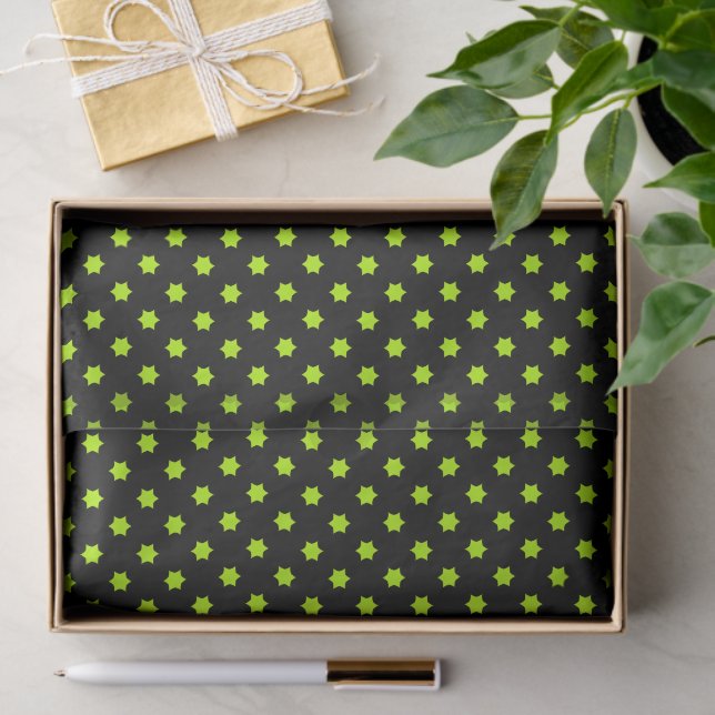 Papier Mousseline Bright Green Star Pattern (Cadeau)