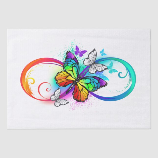 Papier Mousseline Bright infinity with rainbow butterfly (Recto)