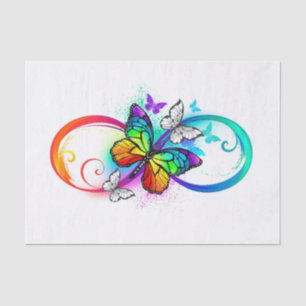 Papier Mousseline Bright infinity with rainbow butterfly