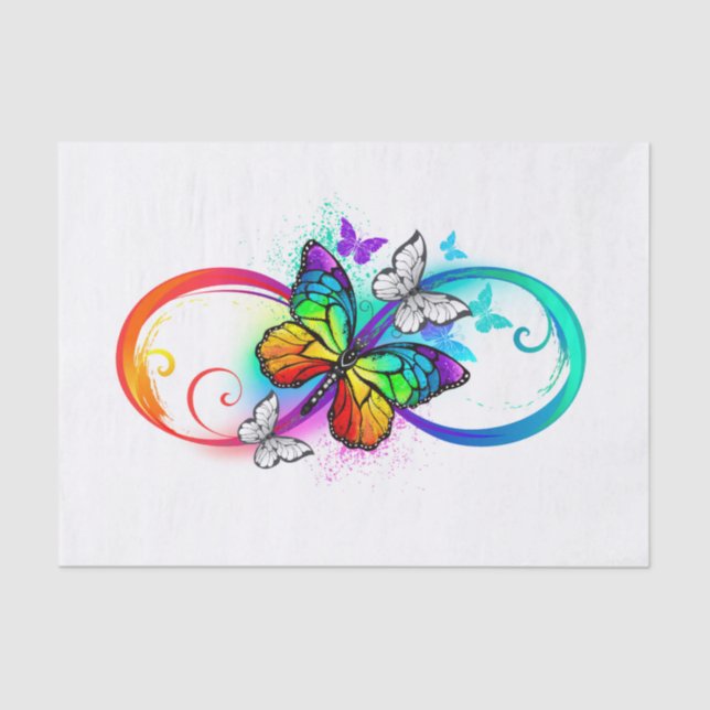 Papier Mousseline Bright infinity with rainbow butterfly (Recto)