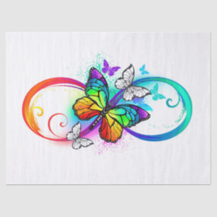 Papier Mousseline Bright infinity with rainbow butterfly