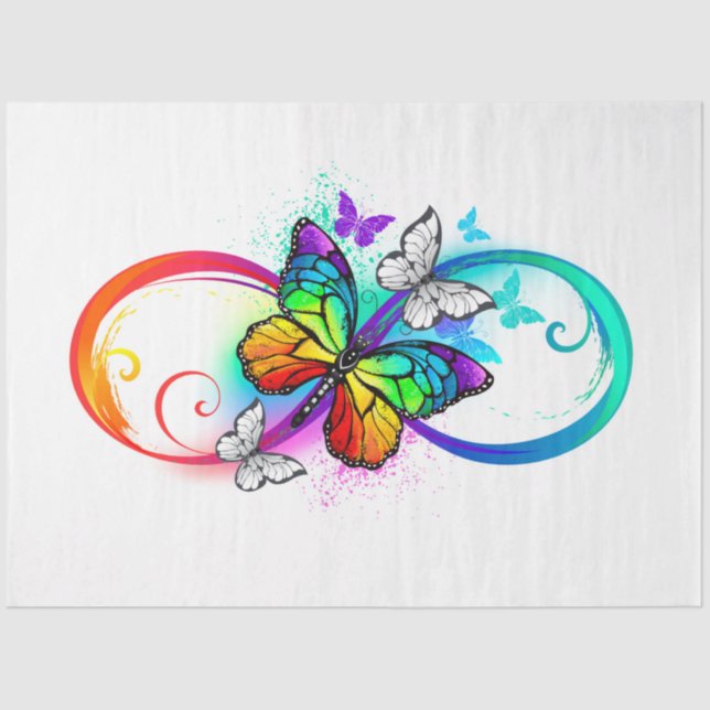 Papier Mousseline Bright infinity with rainbow butterfly (Recto)