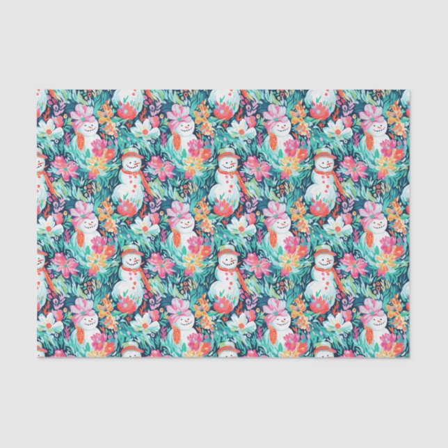 Papier Mousseline Bright Palm Beach Christmas Snowman (Recto)
