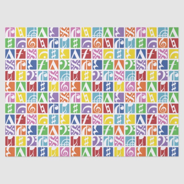 Papier Mousseline Bright Pop Art couleurs Musique Symboles Motif (Recto)