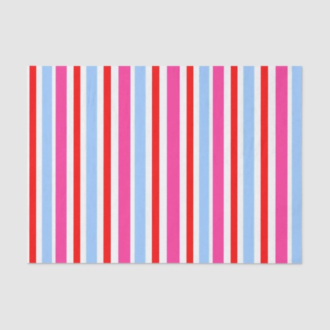 Papier Mousseline Bright Red and Blue Candy Stripes (Recto)
