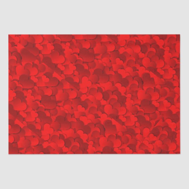 Papier Mousseline Bright Red-Burgundy Heart Valentine Tissu Papier (Recto)