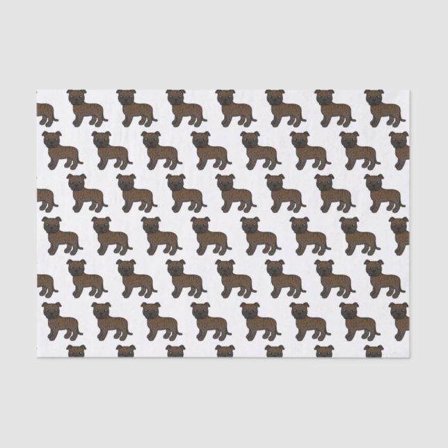Papier Mousseline Brindle Anglais Staffie Cute Cartoon Chien Motif (Recto)