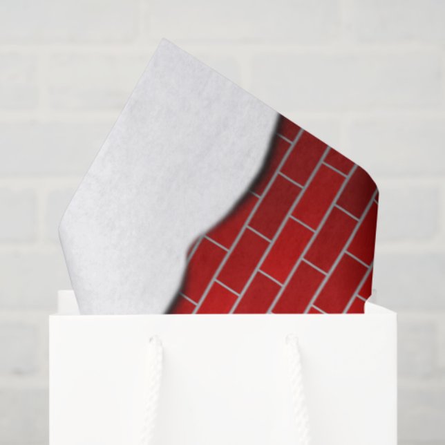 Papier Mousseline Brique rouge avec congère (Sac cadeau)