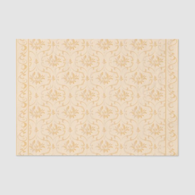 Papier Mousseline Brocade couleur beige Damas fleurit sur découpage  (Recto)