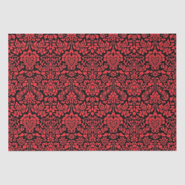 Papier Mousseline Brocade de Noël rouge foncé (Recto)