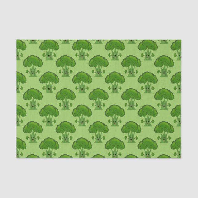 Papier Mousseline Brocoli vert heureux (Recto)