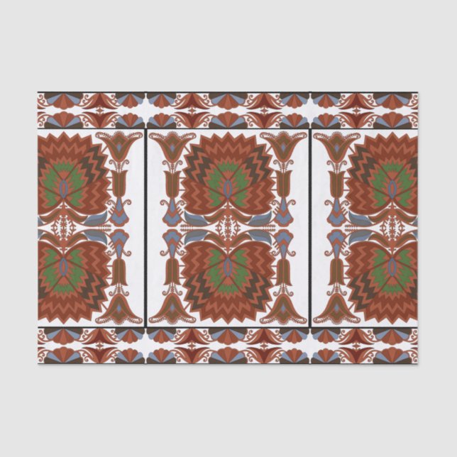 Papier Mousseline broderie d'art populaire floral antique estonienne (Recto)