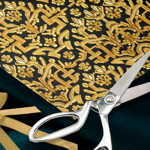 Papier Mousseline Broderie de Damas d'or - Découpage historique Orna