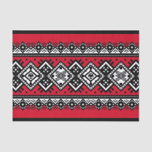 Papier Mousseline Broderie rouge (Recto)