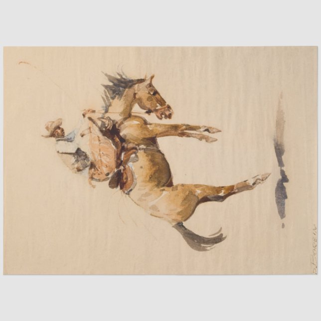 Papier Mousseline Bronco sauvage d'Edward Borein (Recto)