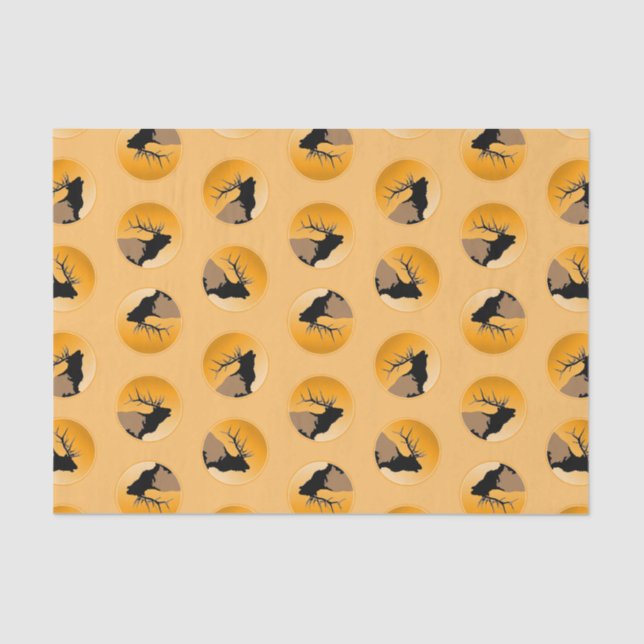 Papier Mousseline Brouillonnant Bull Elk au coucher du soleil Art or (Recto)