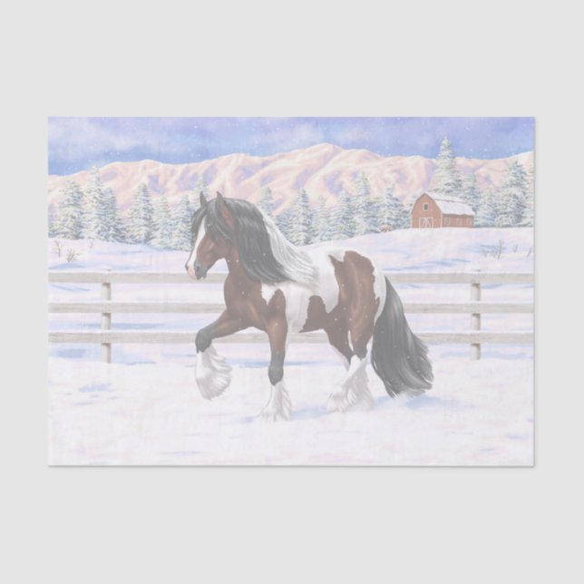 Papier Mousseline Brown Bay Gypsy Vanner Draft Horse (Recto)