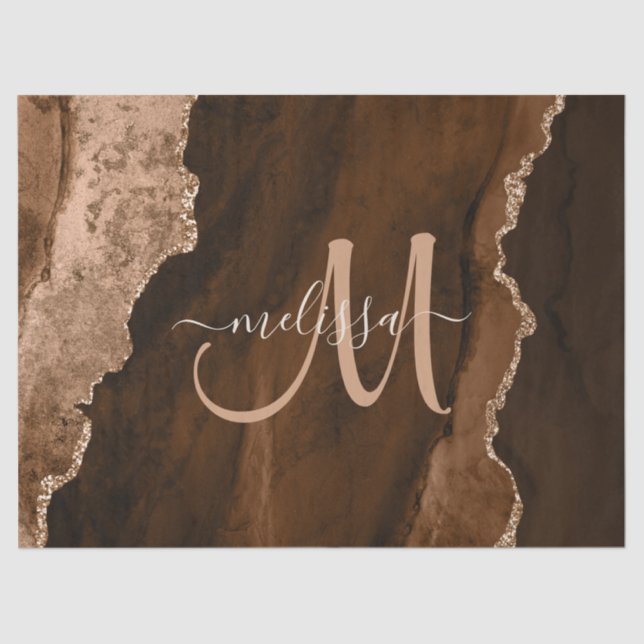 Papier Mousseline Brown chic Rose Gold Parties scintillant Agate Per (Recto)