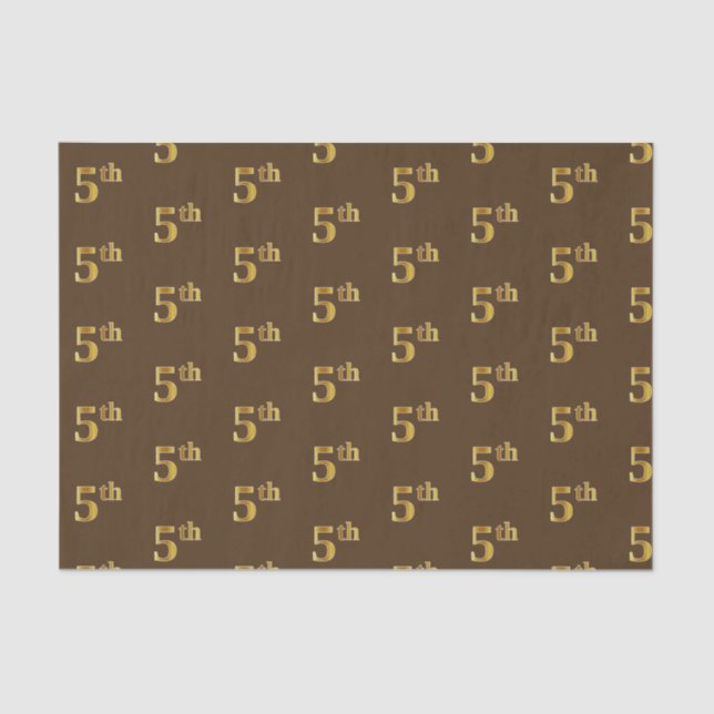 Papier Mousseline Brown, Faux Gold 5th (Fifth) Event Tissue Paper (Recto)