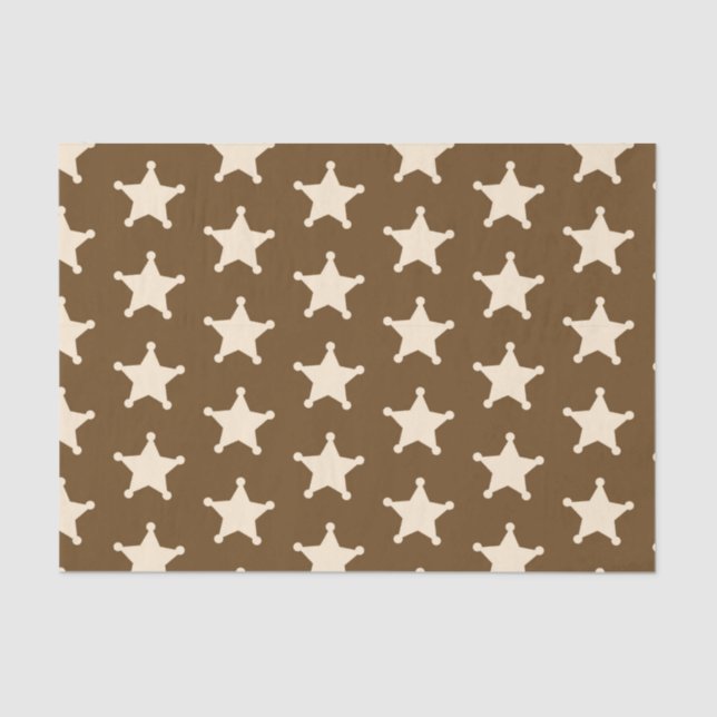Papier Mousseline Brown White Sheriff Cowboy Stars Rustic Farmer (Recto)