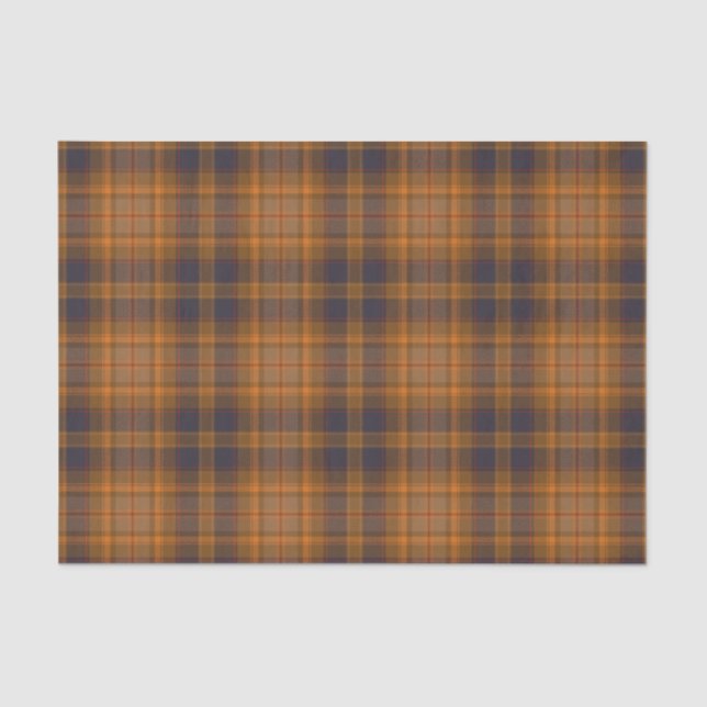 Papier Mousseline Brun foncé | tartan orange (Recto)