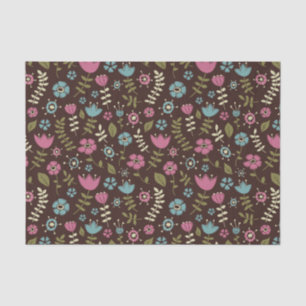 Papier Mousseline Brun rose et motif lunatique bleu de nature de