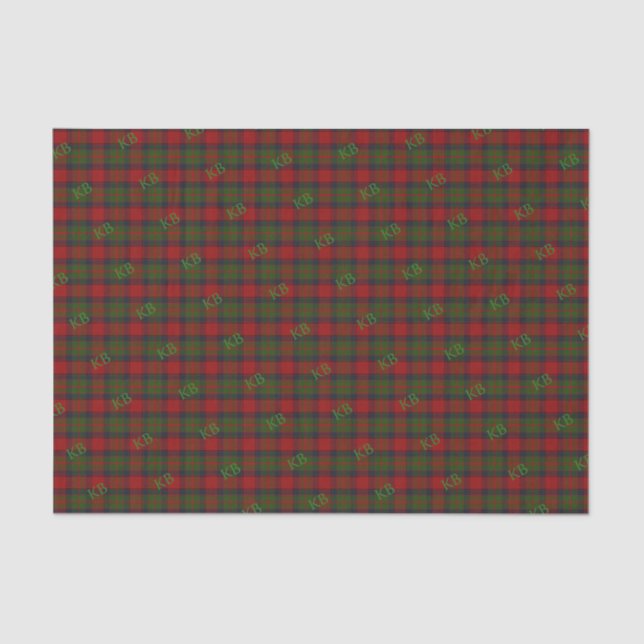 Papier Mousseline Buccleuch Tartan officiel avec monogramme / initia (Recto)