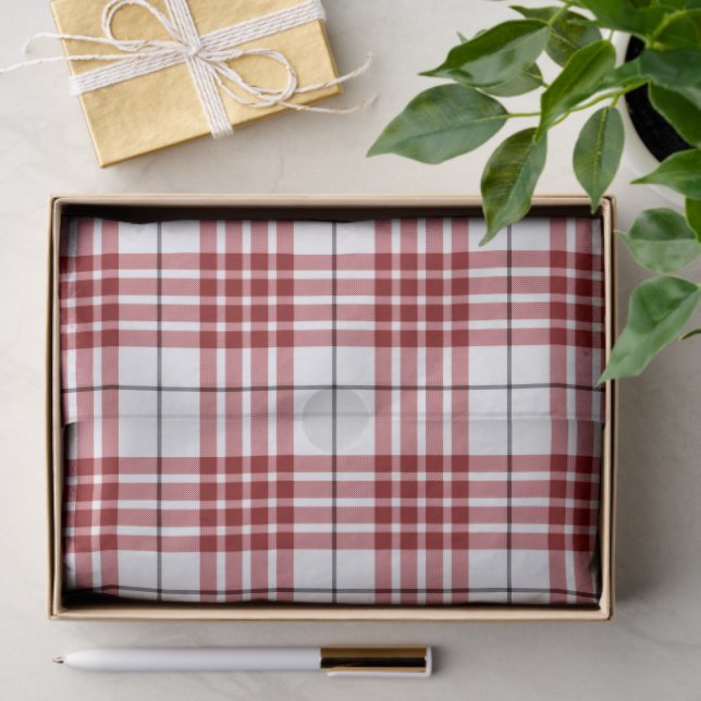 Papier Mousseline Buchanan tartan rouge blanc plaid (Cadeau)