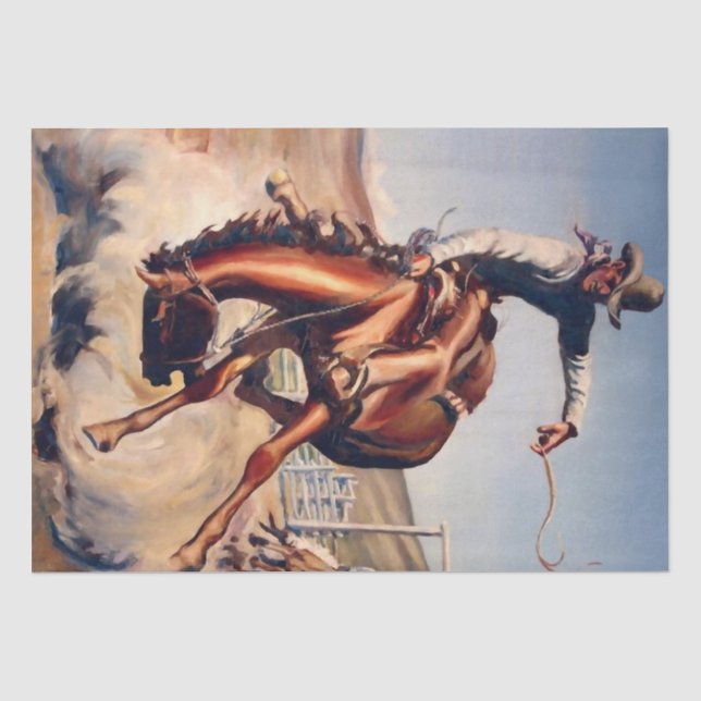Papier Mousseline « Bucking Bronco » Art occidental par Will James (Recto)