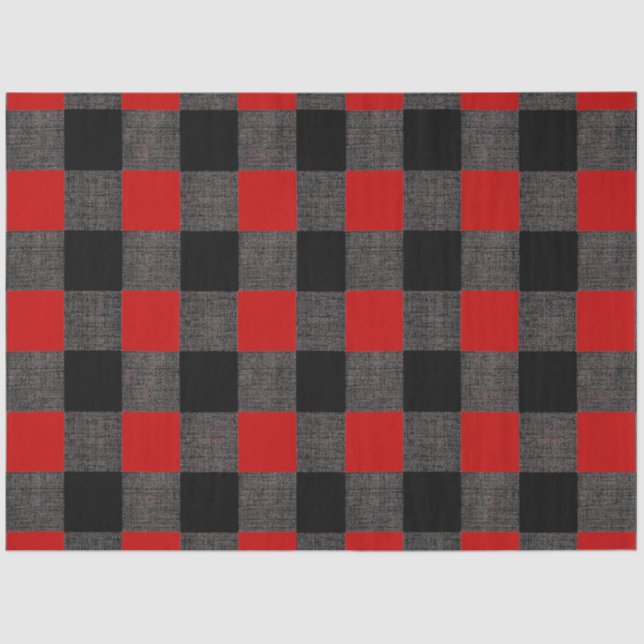 Papier Mousseline Buffalo Check Black and Red (Recto)