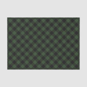 Papier Mousseline Buffalo Check Celtic Green and Black Carrés Plaid