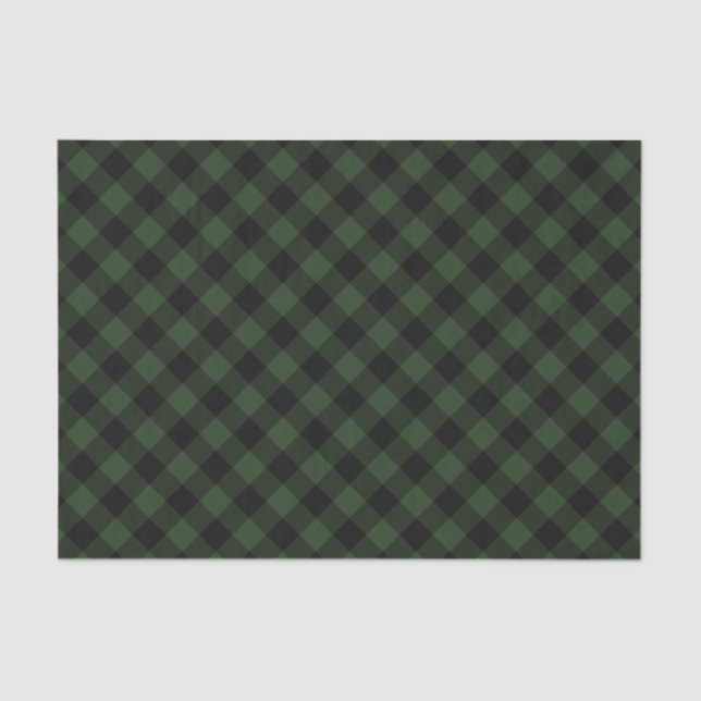 Papier Mousseline Buffalo Check Celtic Green and Black Carrés Plaid (Recto)