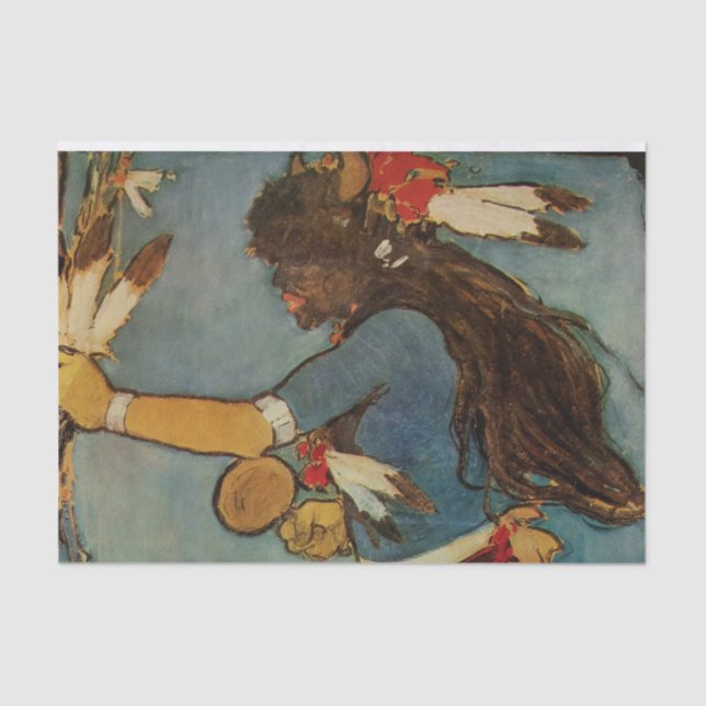 Papier Mousseline “Buffalo Dancer” Western Art by Gerald Cassidy (Recto)