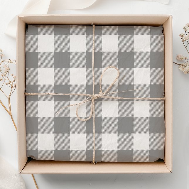 Papier Mousseline Buffalo gris Vérifier Plaid Rustique Ferme (Créateur téléchargé)