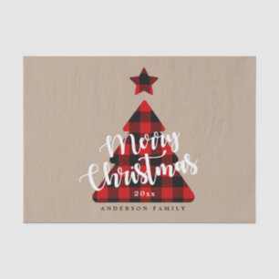 Papier Mousseline Buffalo Plaid Christmas Tree Enveloppement de vaca